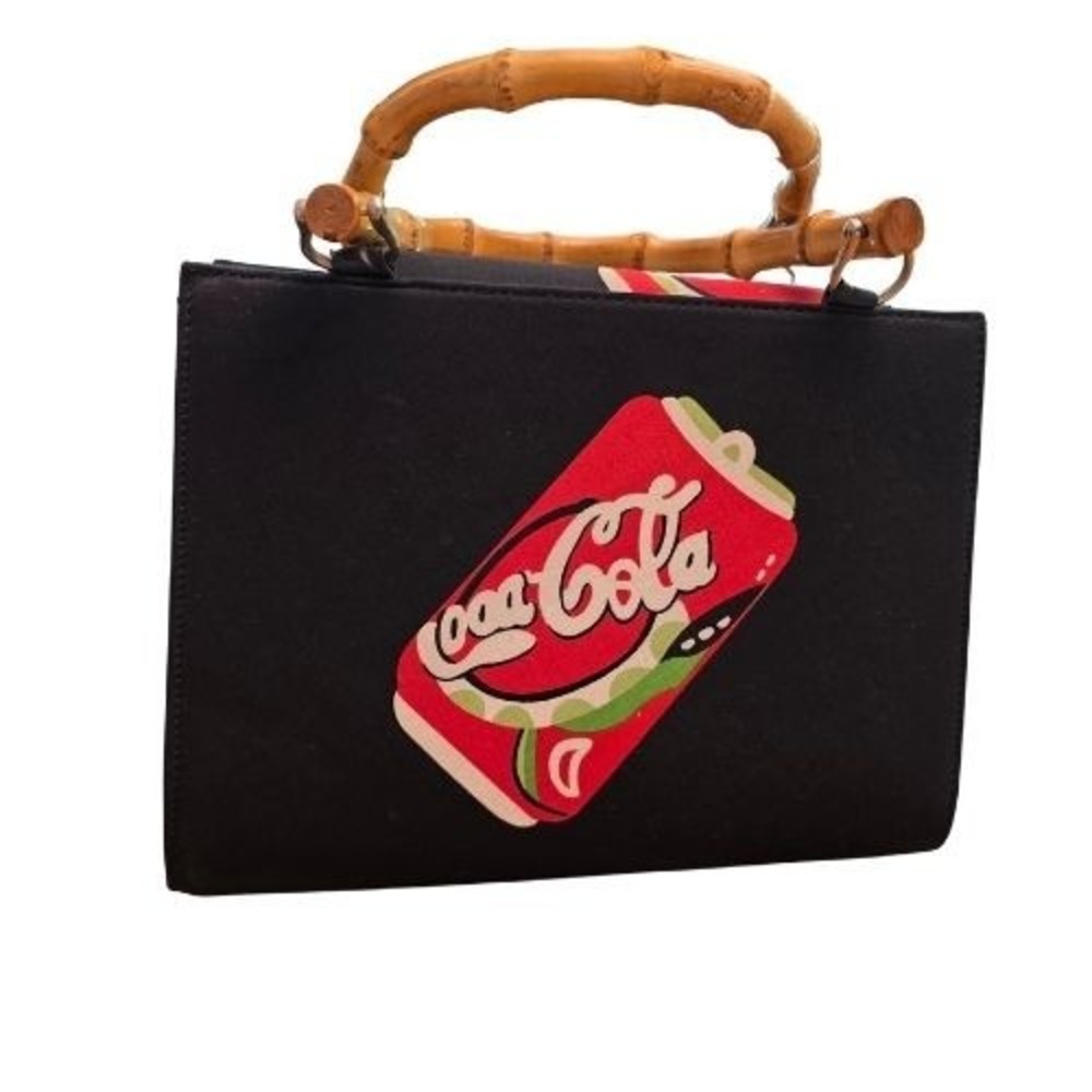 Vintage Rare Bamboo Handle Coca-Cola‎ Beaded Soda Can Handbag Purse Sequins Coke - Picture 3 of 16